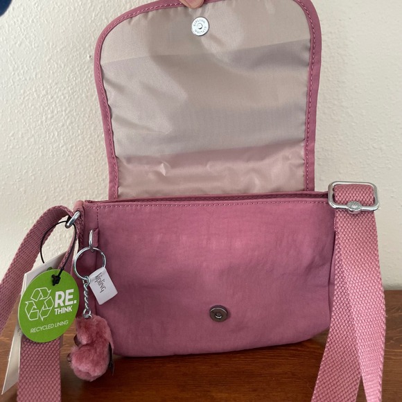 Kipling Sabian Crossbody Bag Sweet Pink Mauve Monkey Charm NWT - Picture 10 of 16